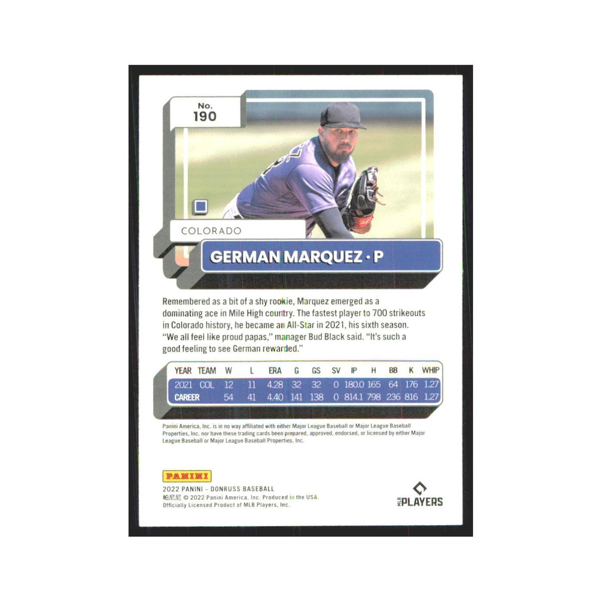 2022 Donruss German Marquez Rockies #190