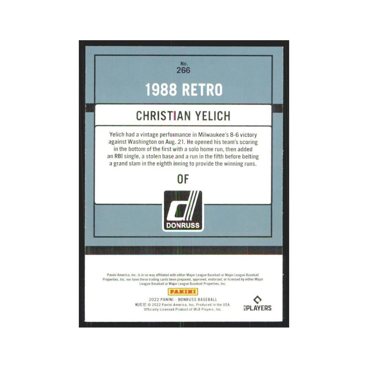 2022 Donruss Christian Yelich Brewers #266