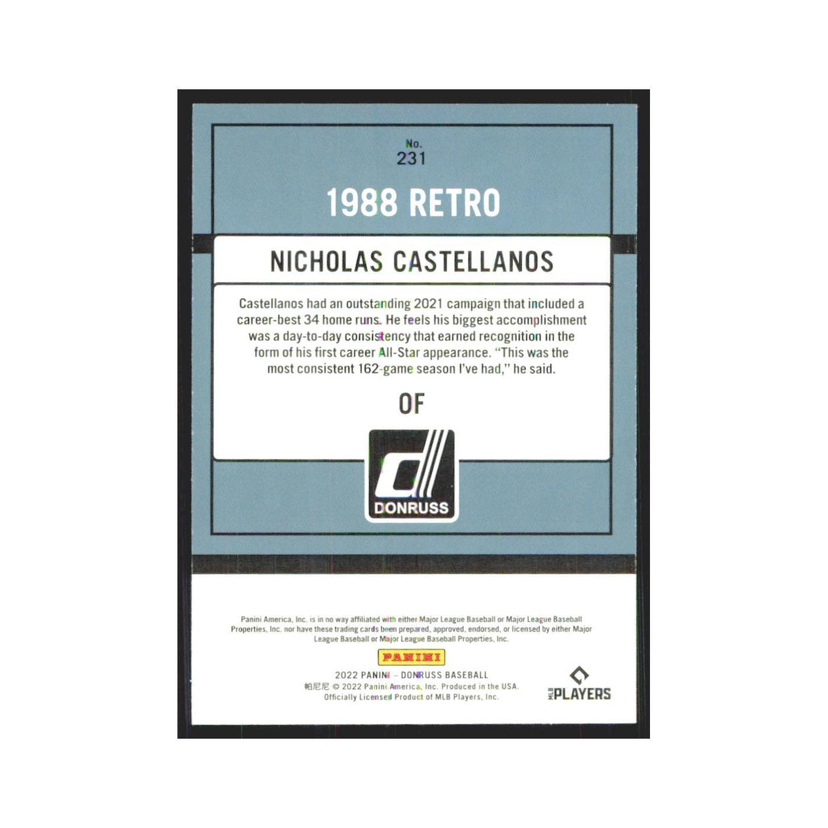 2022 Donruss Nicholas Castellanos Reds #231