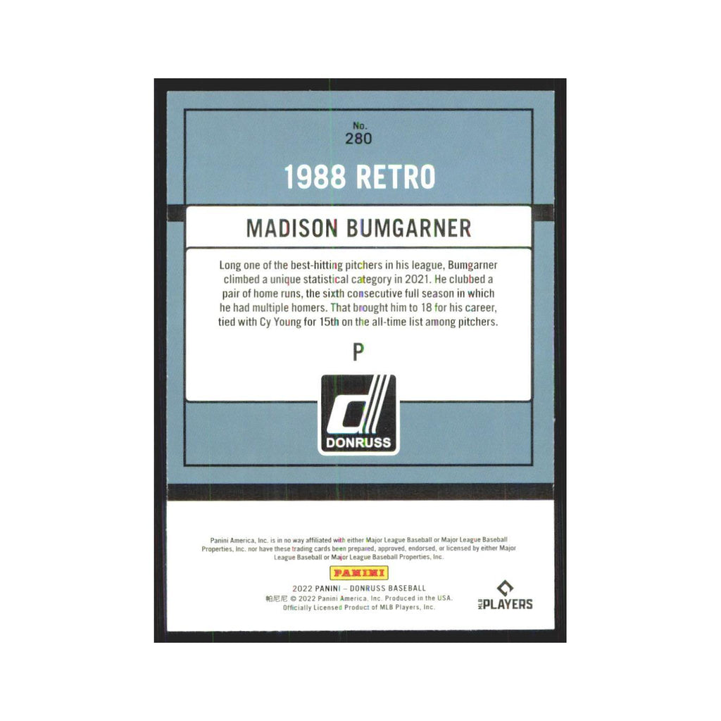 2022 Donruss Madison Bumgarner Diamondbacks #280