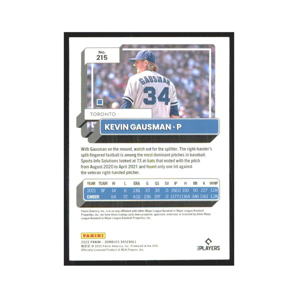 2022 Donruss Kevin Gausman Blue Jays #215
