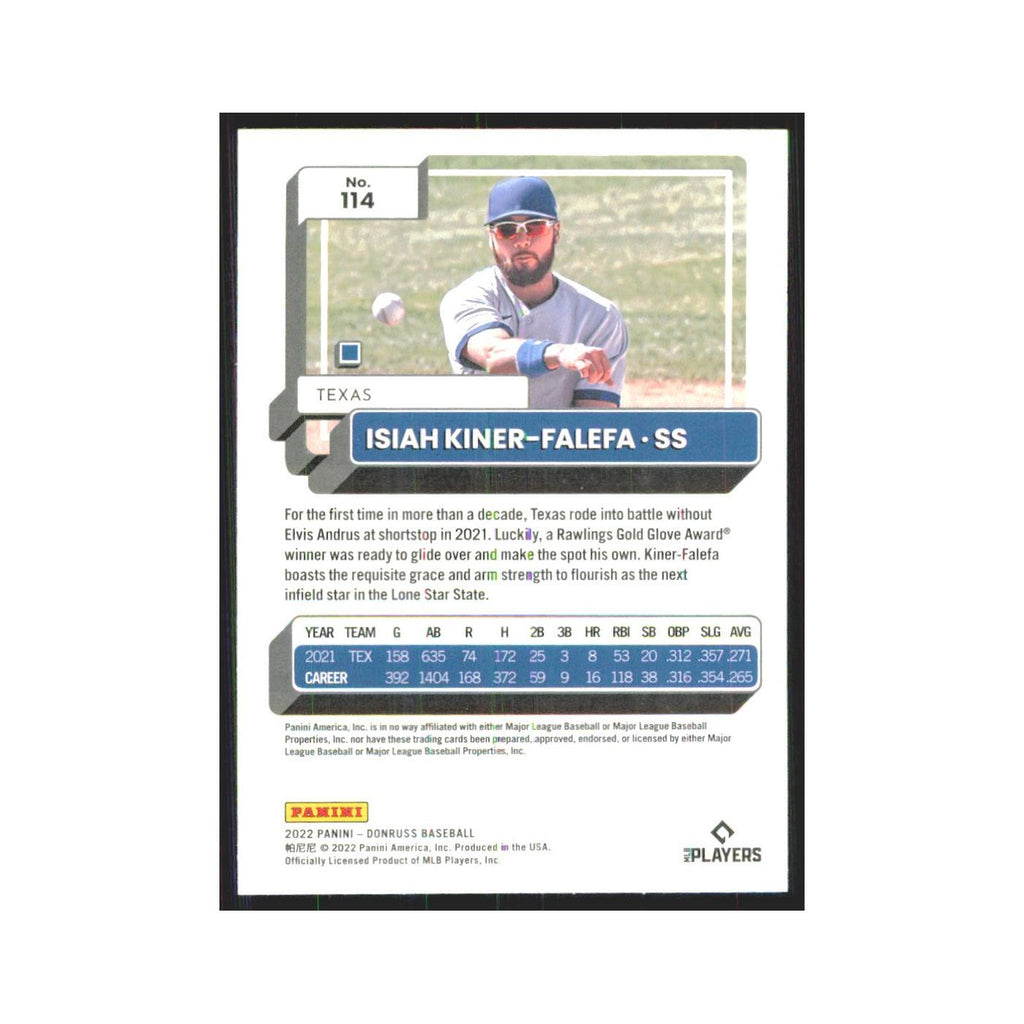 2022 Donruss Isiah Kiner-Falefa Rangers #114