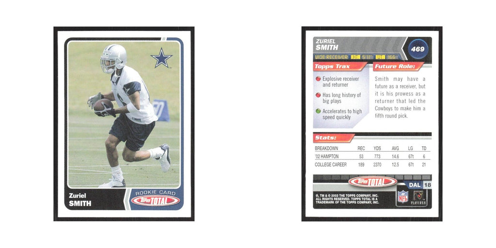 2003 Topps Total Zuriel Smith RC Cowboys #469
