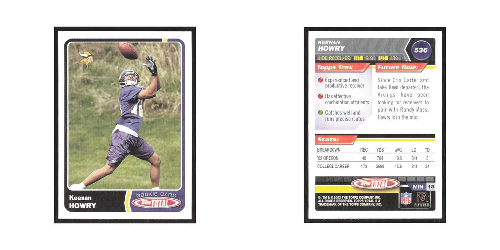 2003 Topps Total Keenan Howry RC Vikings #536