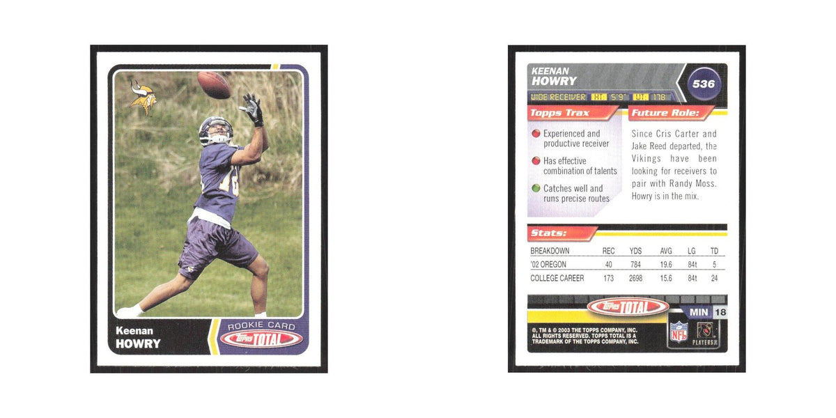 2003 Topps Total Keenan Howry RC Vikings #536