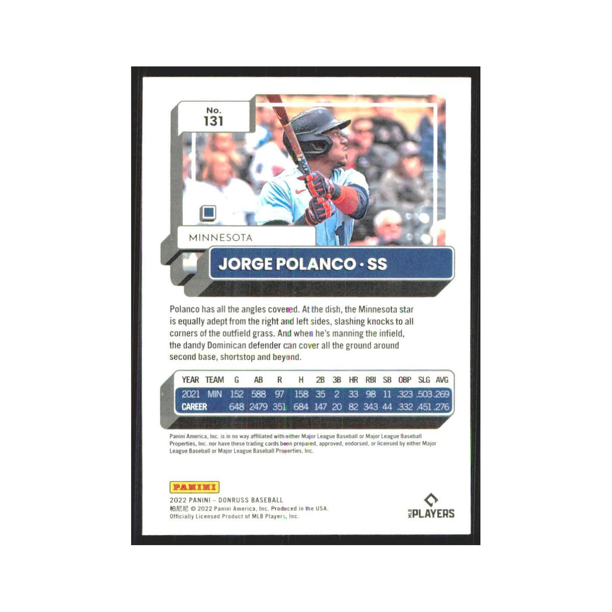 2022 Donruss Jorge Polanco Twins #131