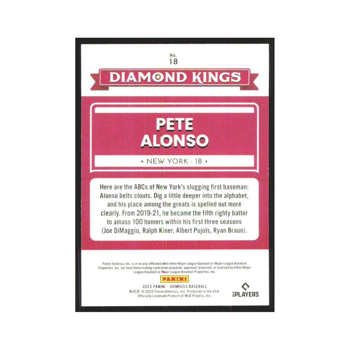 2022 Donruss Pete Alonso Mets #18
