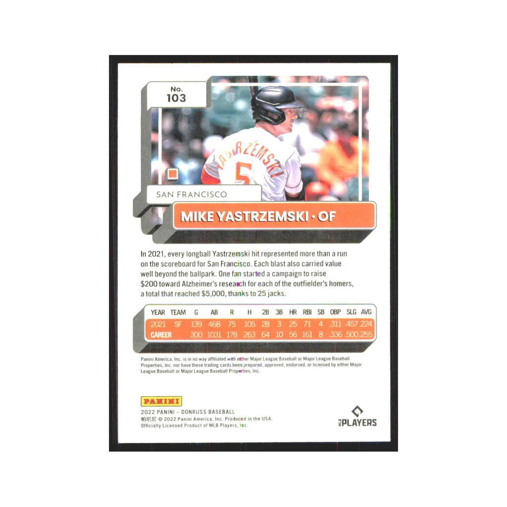 2022 Donruss Mike Yastrzemski Giants #103