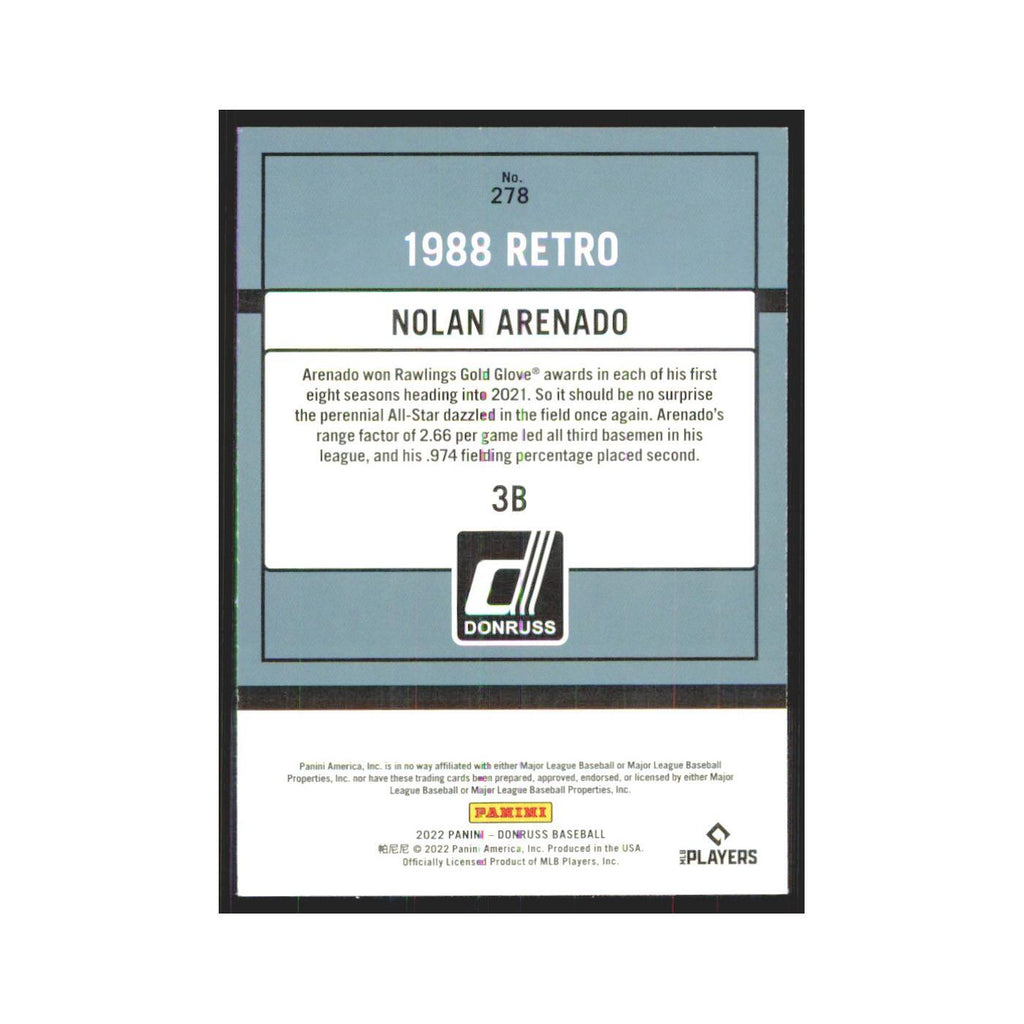 2022 Donruss Nolan Arenado Cardinals #278
