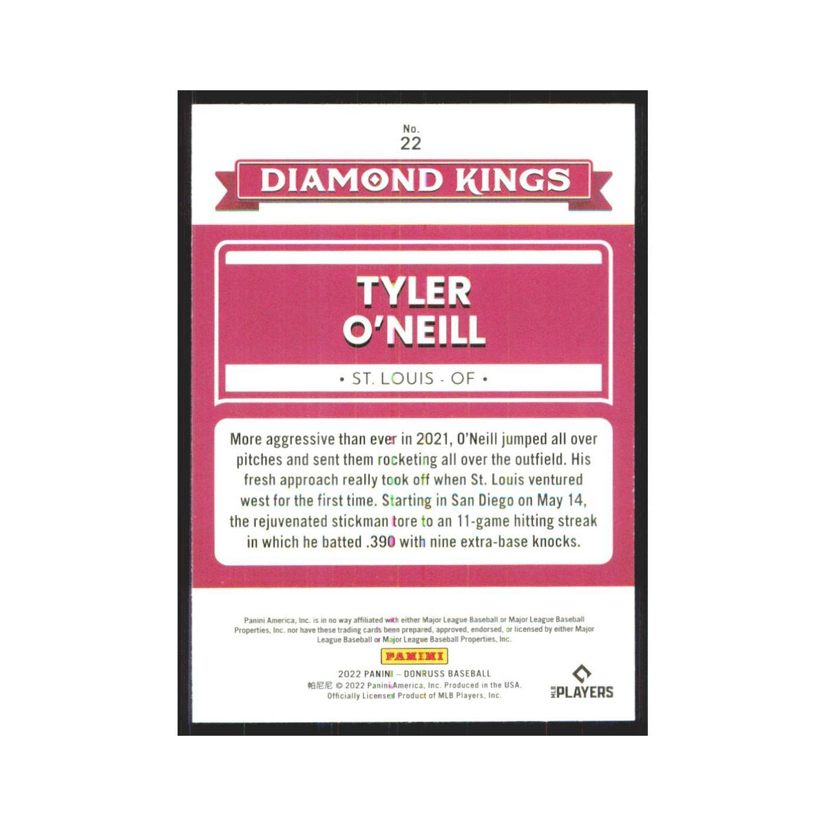 2022 Donruss Tyler O'Neill Cardinals #22