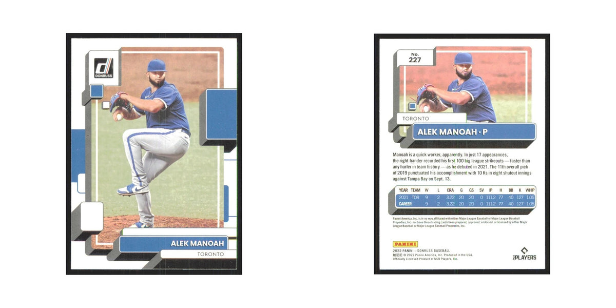 2022 Donruss Alek Manoah Blue Jays #227