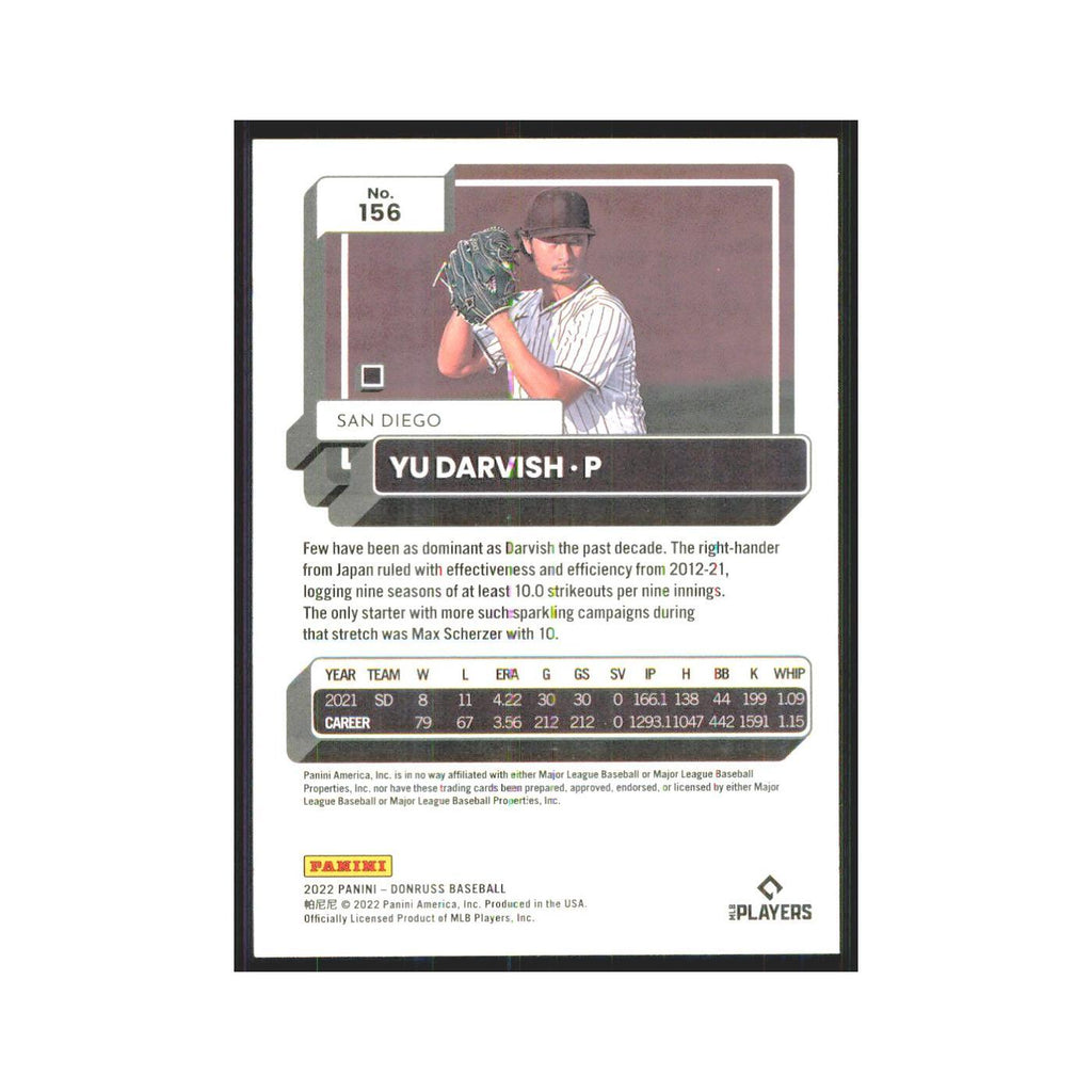 2022 Donruss Yu Darvish Padres #156