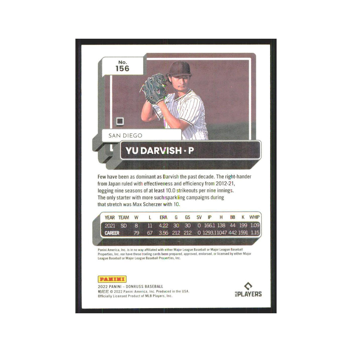 2022 Donruss Yu Darvish Padres #156