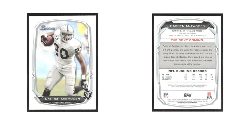 2013 Bowman Darren McFadden Raiders #71