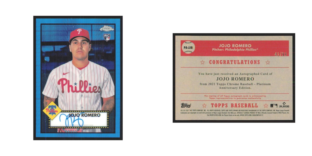 2021 Topps Chrome Jojo Romero Auto 41/99 Phillies #PA-JJR