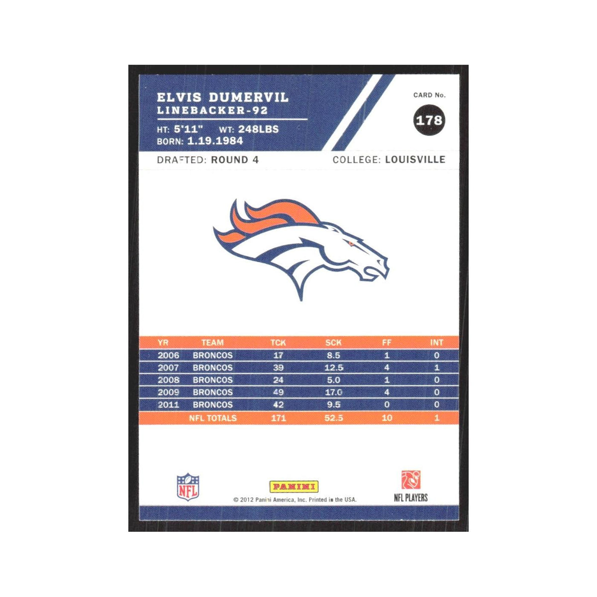 2012 Score Elvis Dumervil Broncos #178
