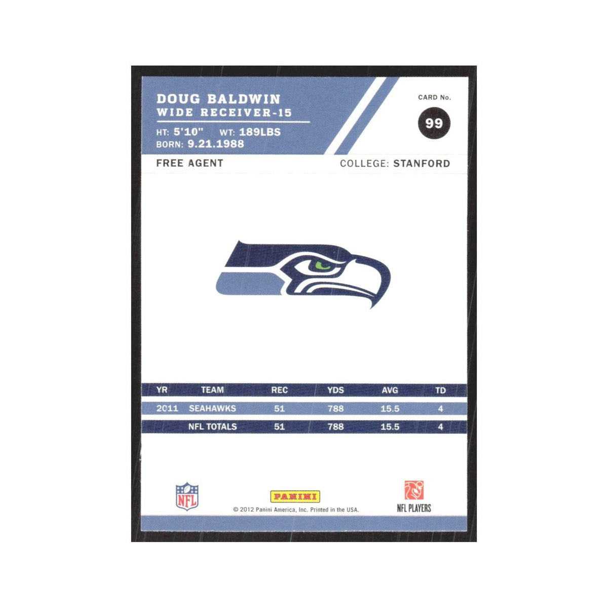 2012 Score Doug Baldwin Seahawks #99