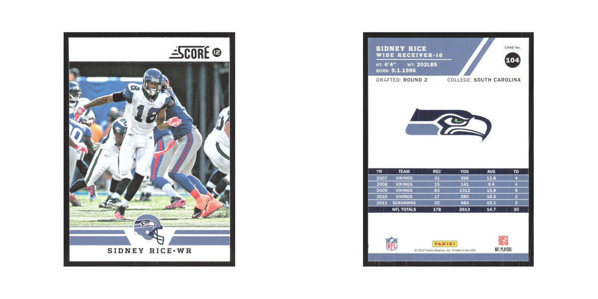 2012 Score Sidney Rice Seahawks #104