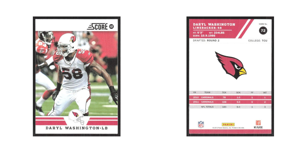 2012 Score Daryl Washington Cardinals #72