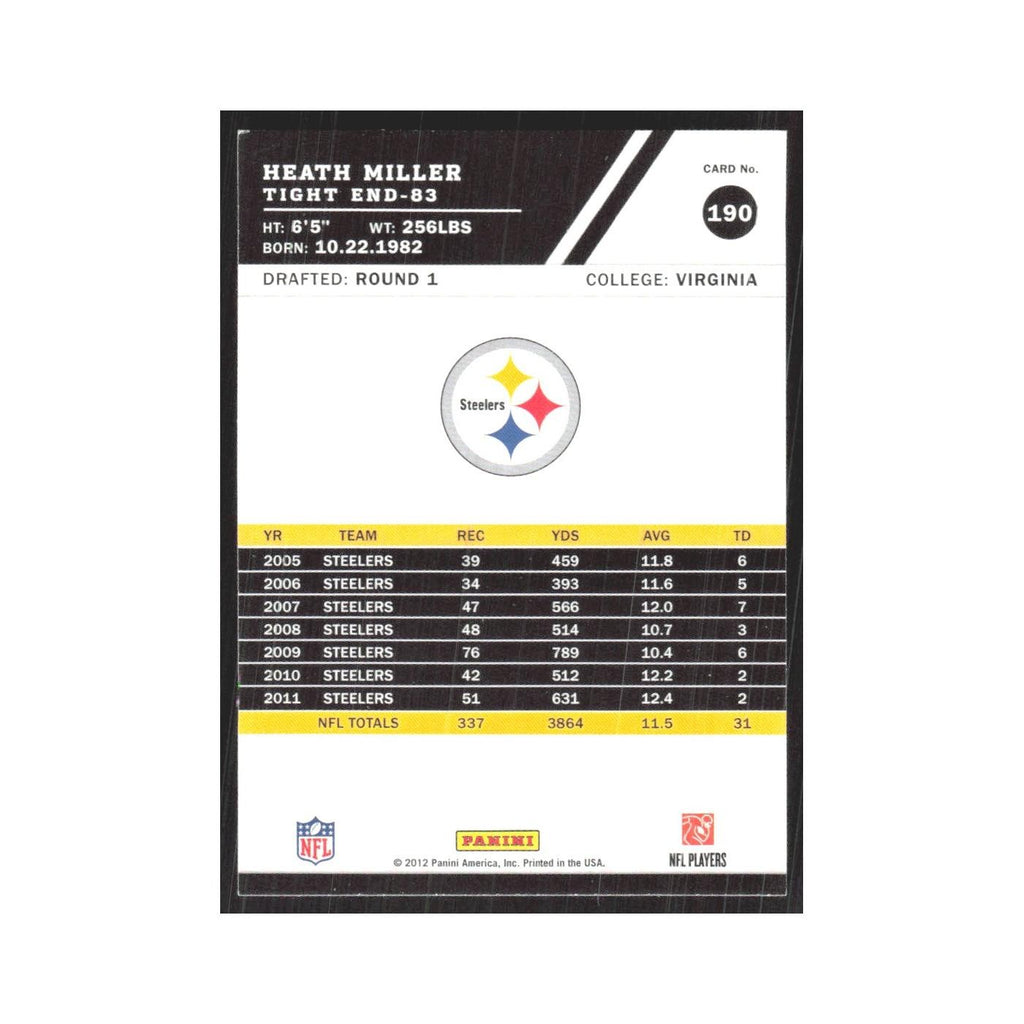 2012 Score Heath Miller Steelers #190