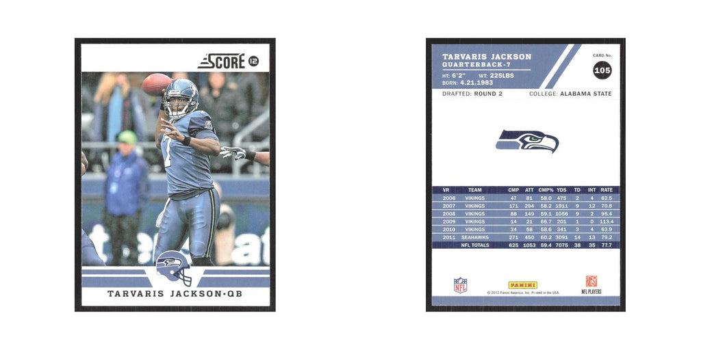2012 Score Tarvaris Jackson Seahawks #105