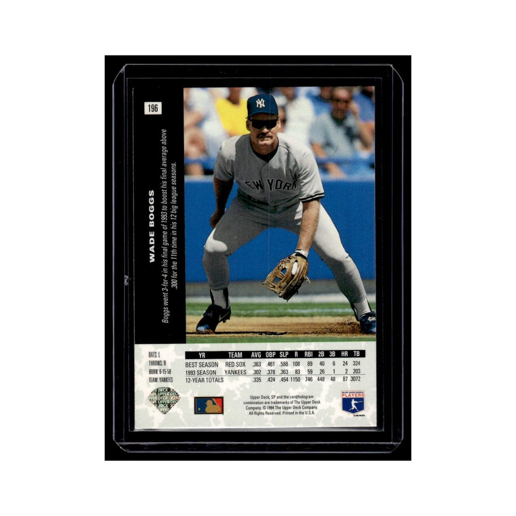 Wade Boggs 1994 SP #196 New York Yankees Baseball Card NM