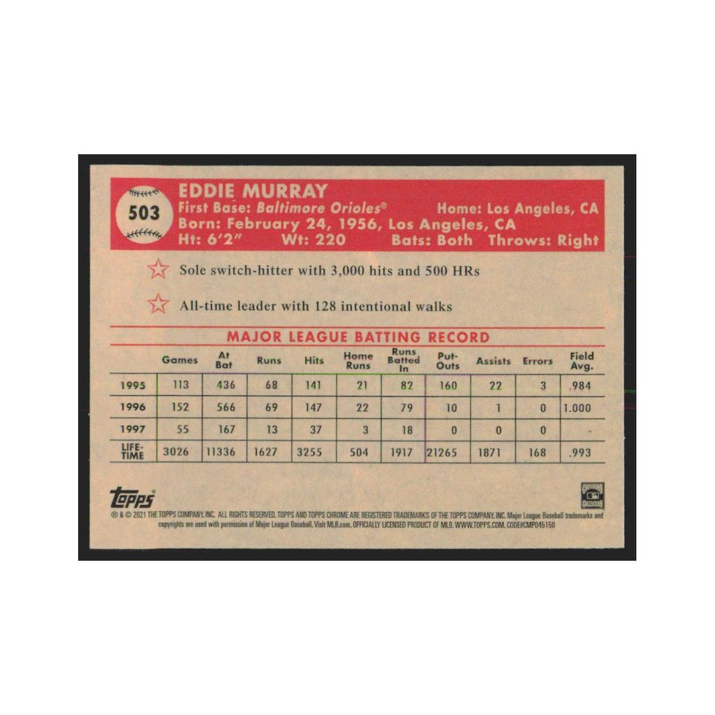 2021 Topps Chrome Eddie Murray Orioles #503