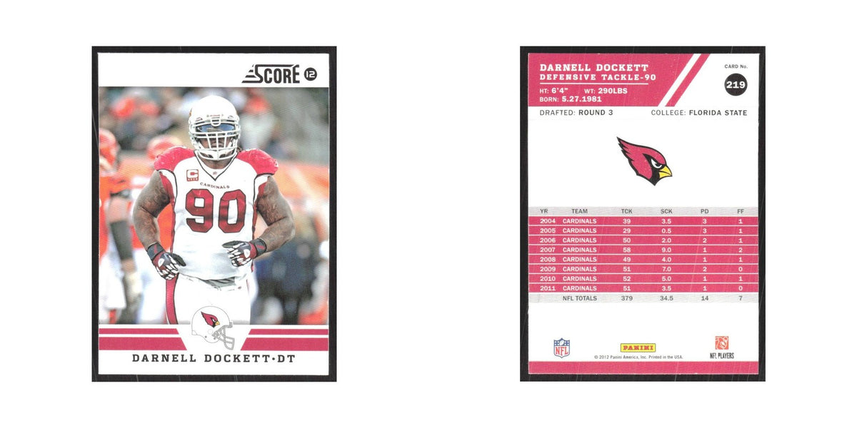 2012 Score Darnell Dockett Cardinals #219