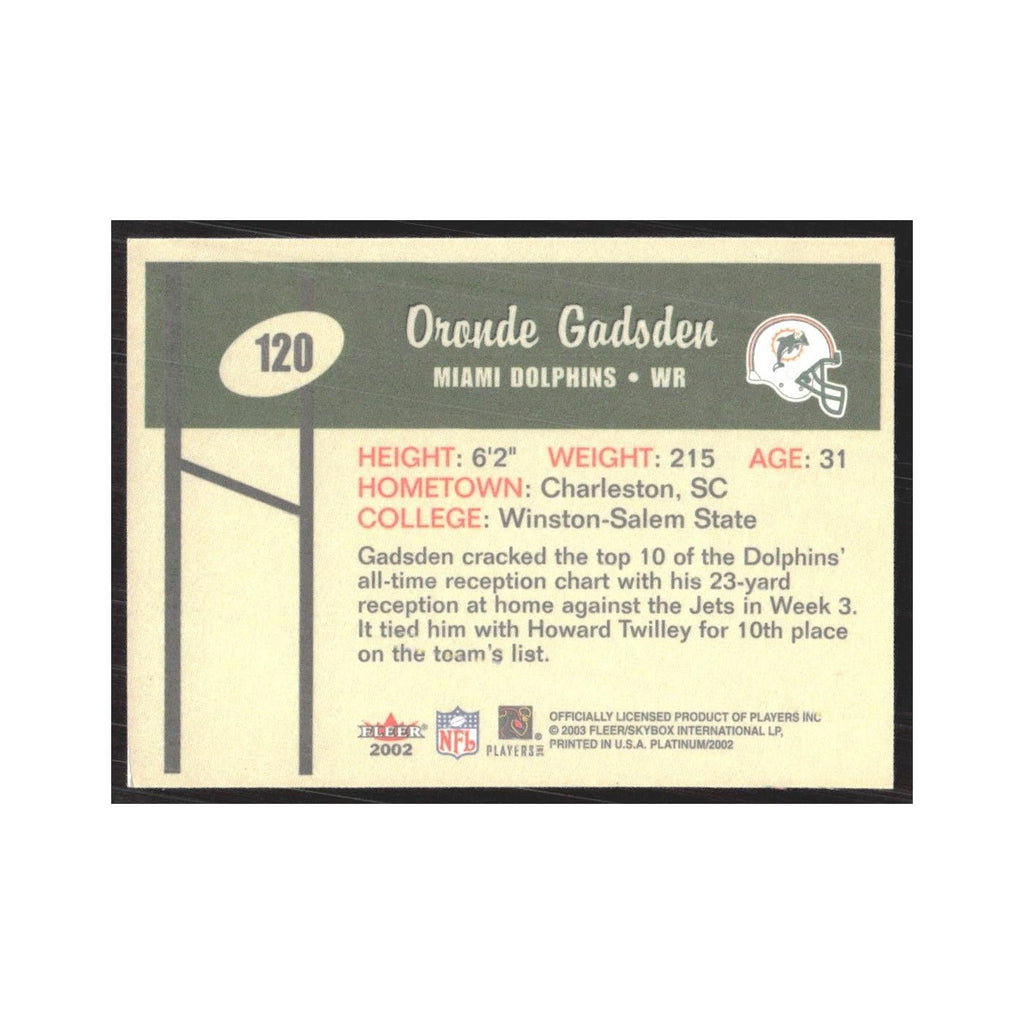 2002 Fleer Platinum Oronde Gadsden Dolphins #120
