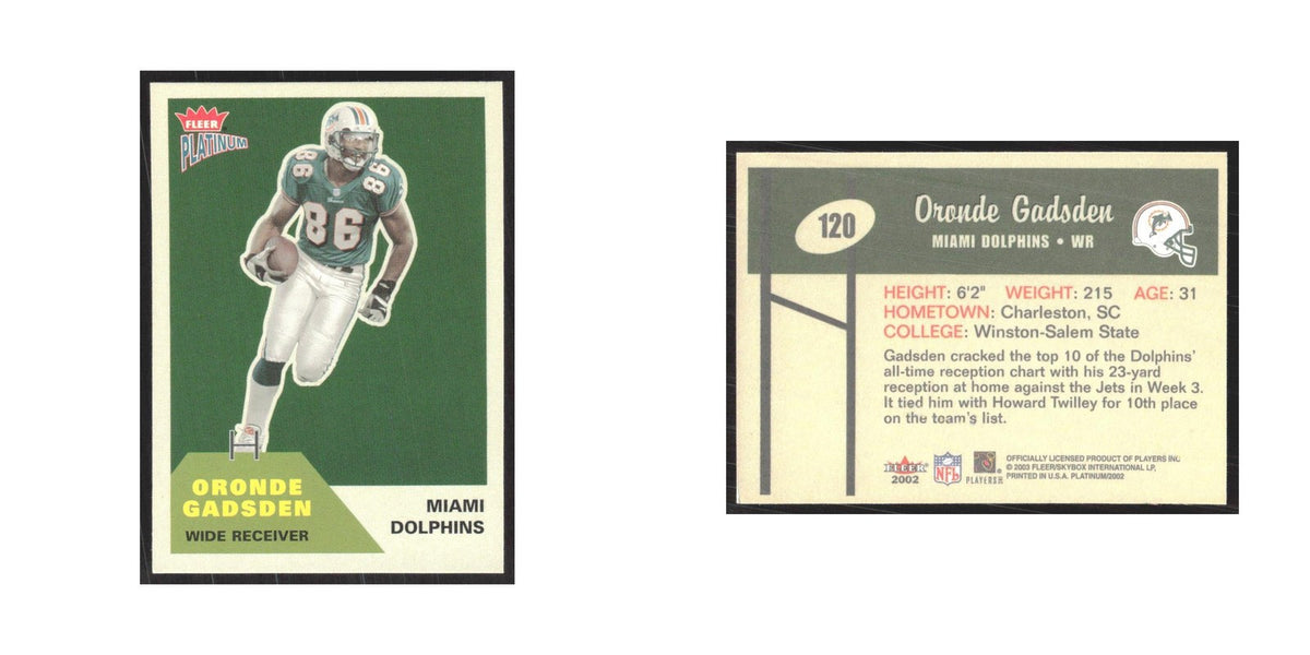 2002 Fleer Platinum Oronde Gadsden Dolphins #120