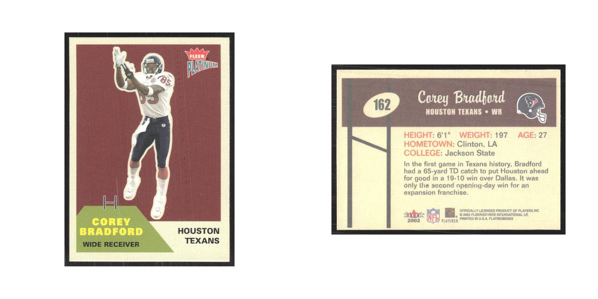 2002 Fleer Platinum Corey Bradford Texans #162