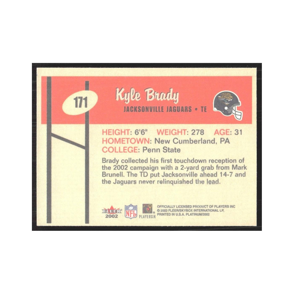 2002 Fleer Platinum Kyle Brady Jaguars #171