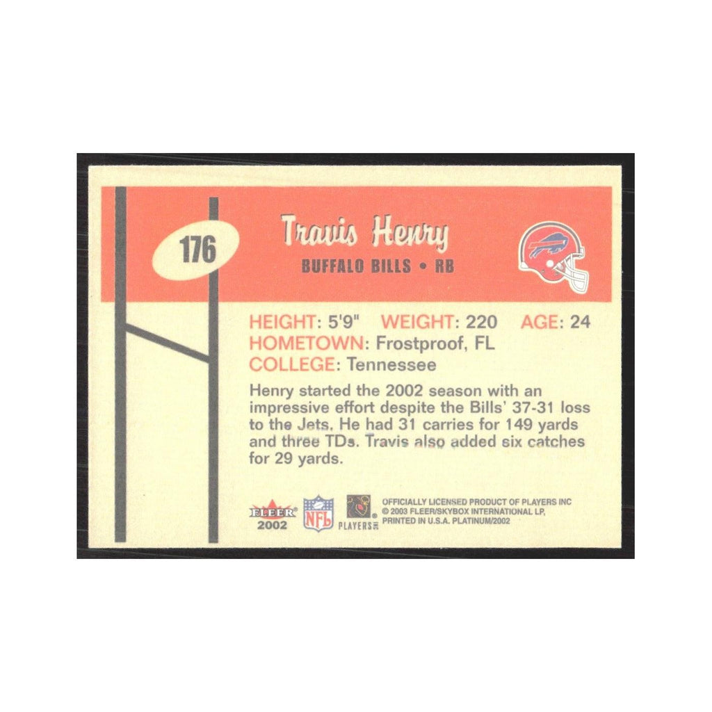 2002 Fleer Platinum Travis Henry Bills #176