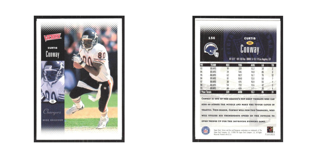 2000 Upper Deck Victory Curtis Conway San Diego Chargers #156