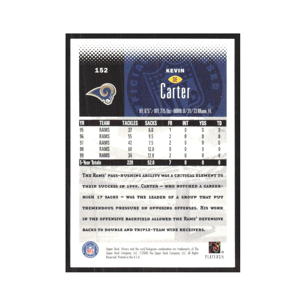 2000 Upper Deck Victory Kevin Carter St. Louis Rams #152