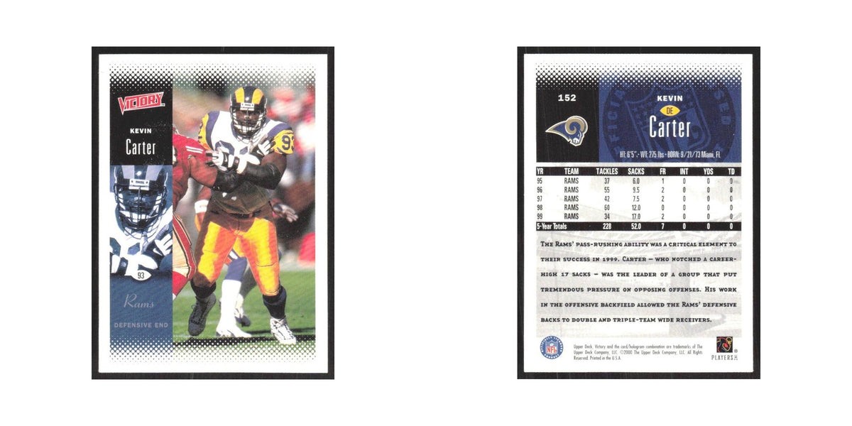 2000 Upper Deck Victory Kevin Carter St. Louis Rams #152