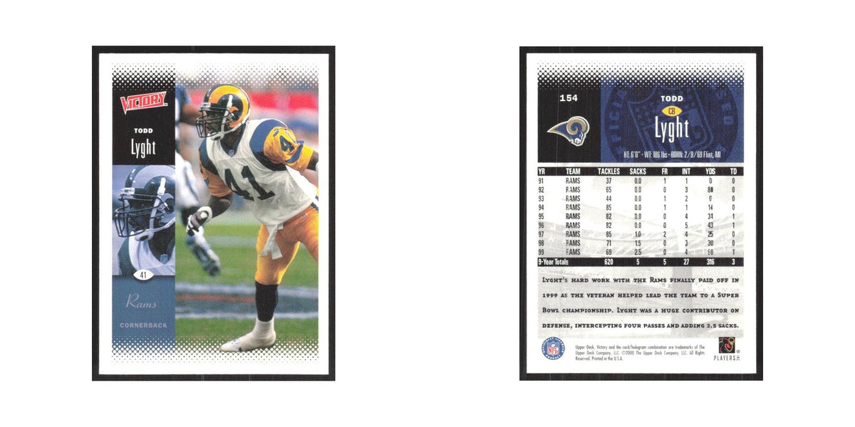 2000 Upper Deck Victory Todd Lyght St. Louis Rams #154