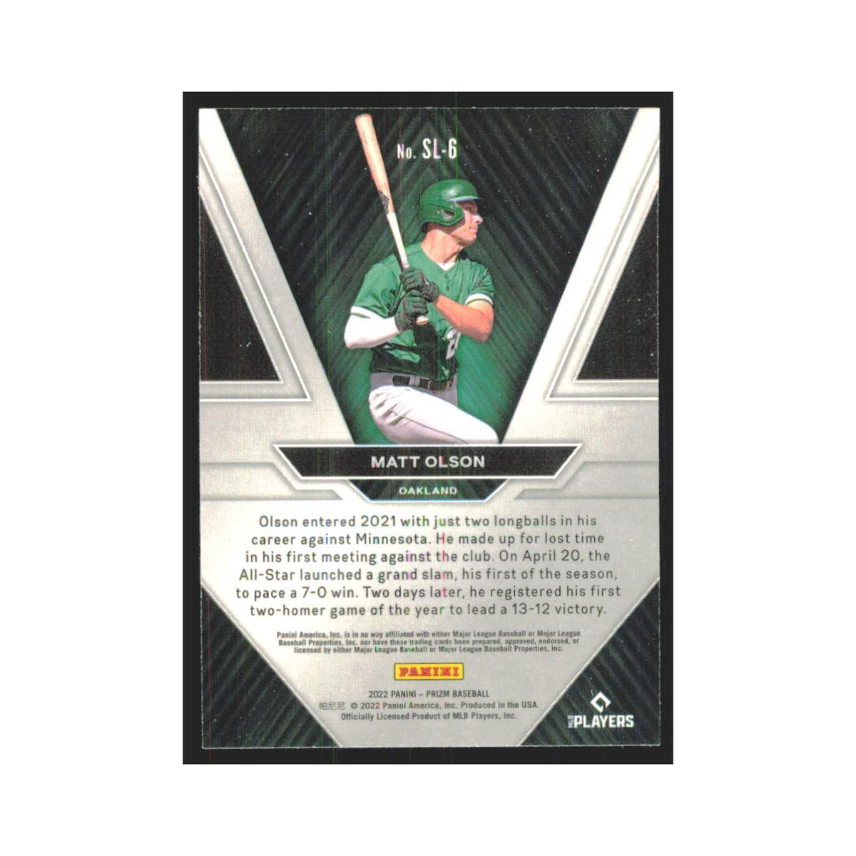2022 Panini Prizm Matt Olson Athletics #SL-6