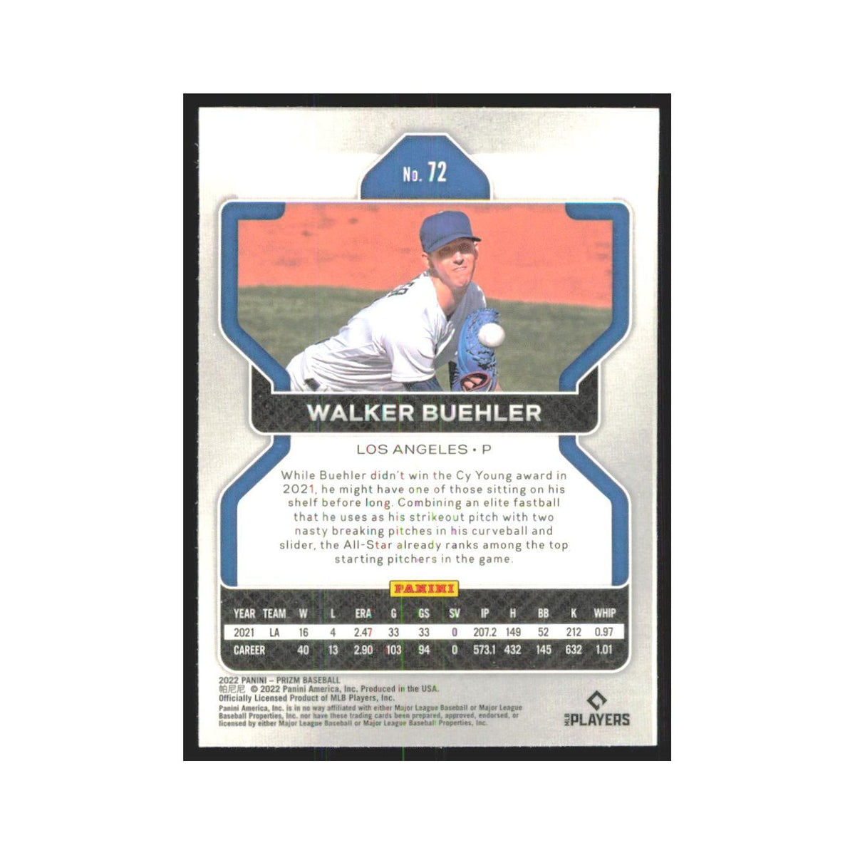 2022 Panini Prizm Walker Buehler Dodgers #72
