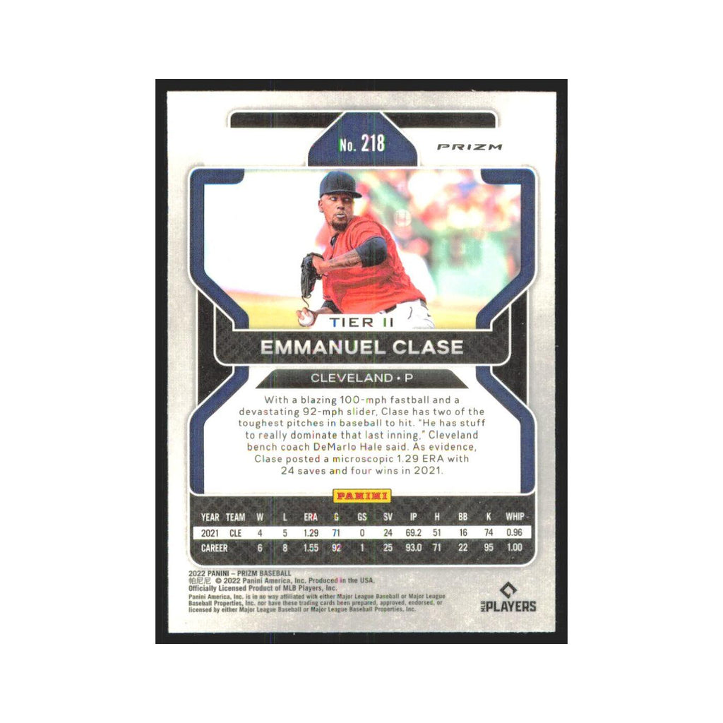 2022 Panini Prizm Red White & Blue Emmanuel Clase Indians #218