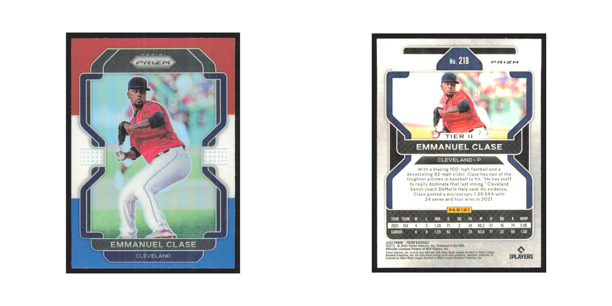 2022 Panini Prizm Red White & Blue Emmanuel Clase Indians #218