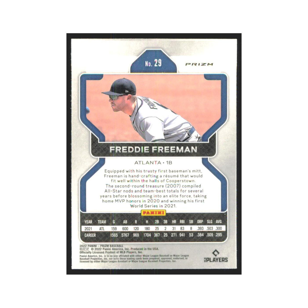 2022 Panini Prizm Red White & Blue Freddie Freeman Braves #29
