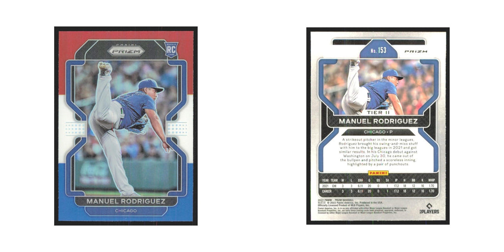 2022 Panini Prizm Red White & Blue Manuel Rodriguez RC Cubs #153