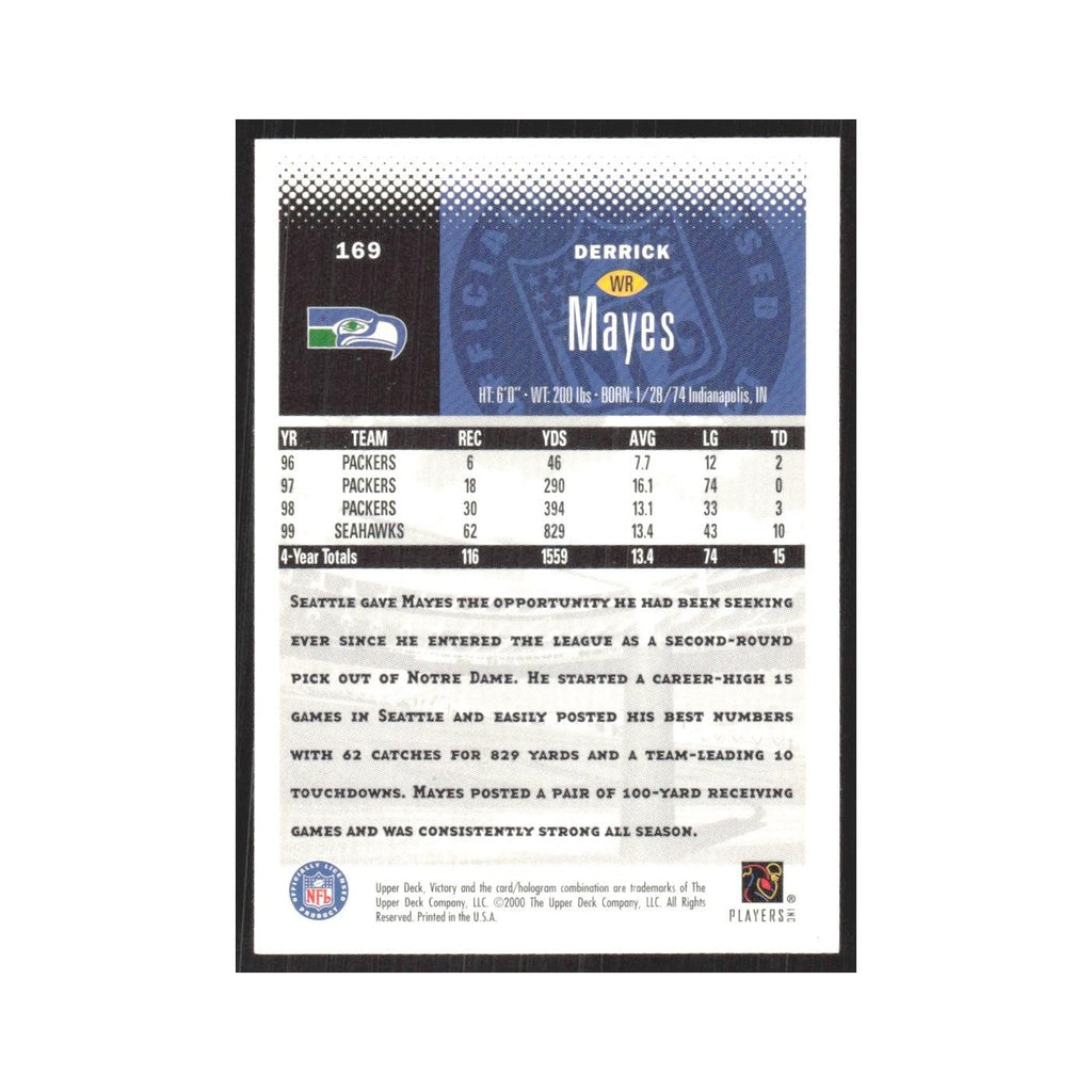 2000 Upper Deck Victory Derrick Mayes Seahawks #169