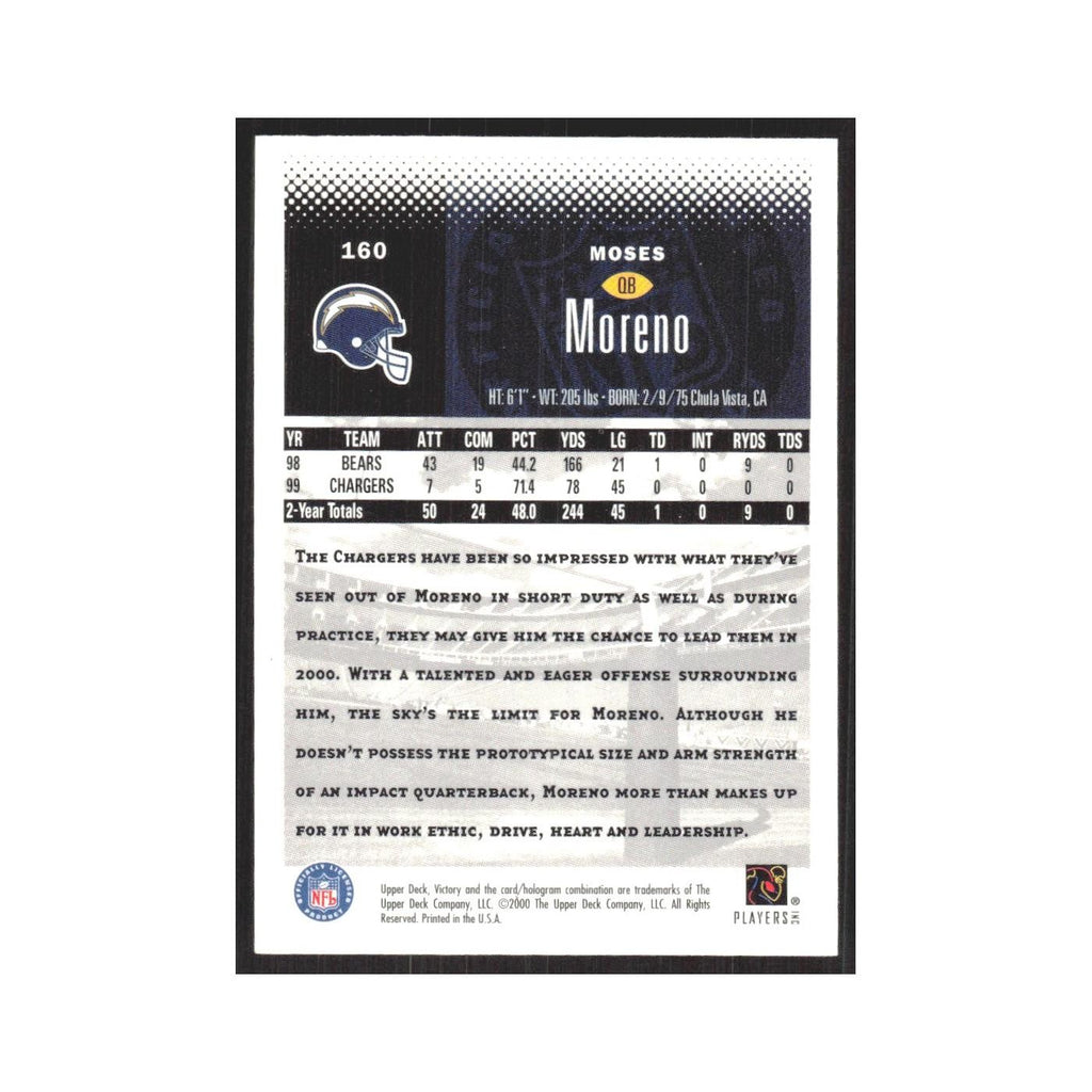2000 Upper Deck Victory Moses Moreno San Diego Chargers #160
