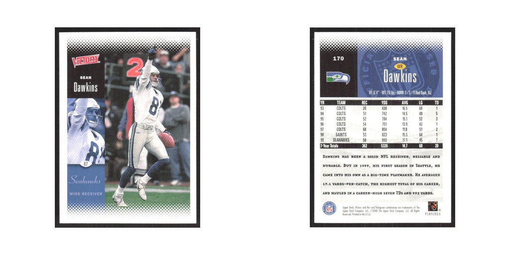 2000 Upper Deck Victory Sean Dawkins Seahawks #170