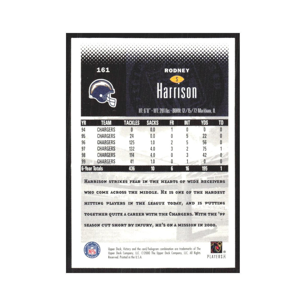 2000 Upper Deck Victory Rodney Harrison San Diego Chargers #161