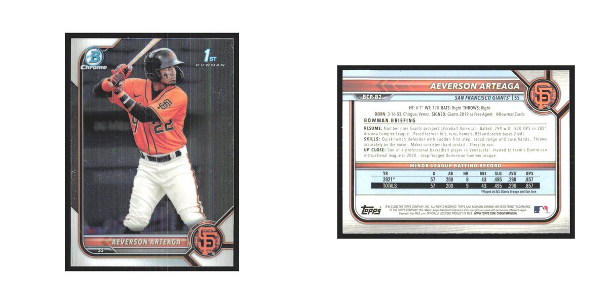 2022 Bowman Chrome Prospects Aeverson Arteaga Giants #BCP-82