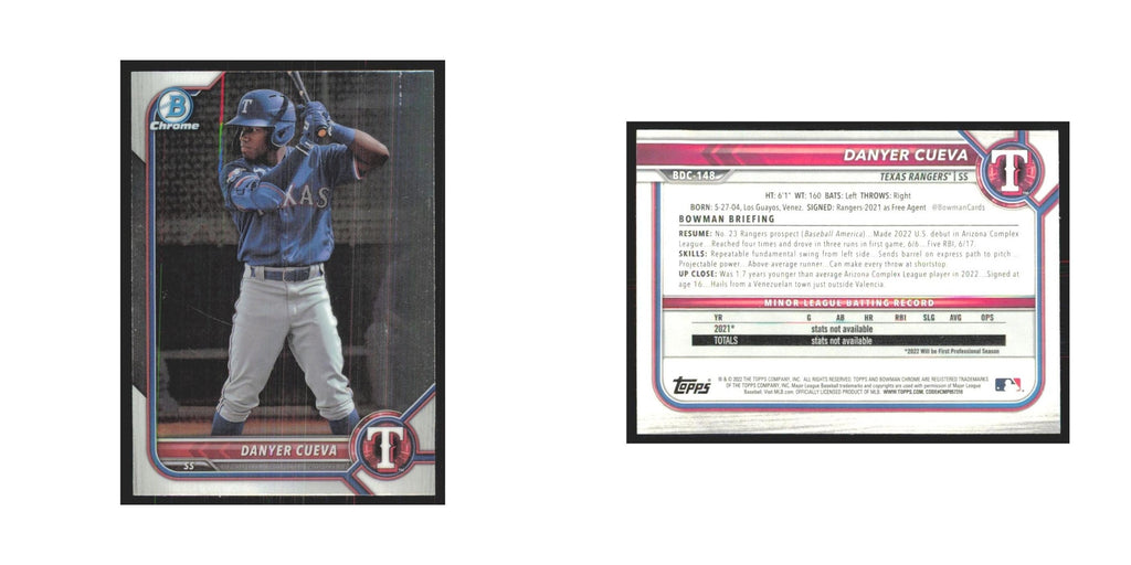 2022 Bowman Draft Chrome Danyer Cueva Rangers #BDC-148