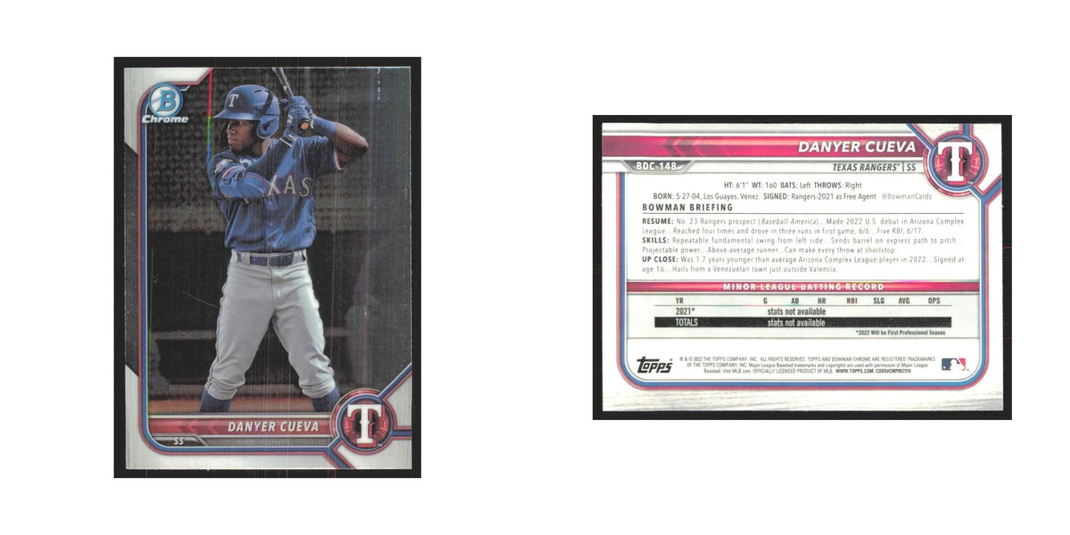 2022 Bowman Draft Chrome Danyer Cueva Rangers #BDC-148